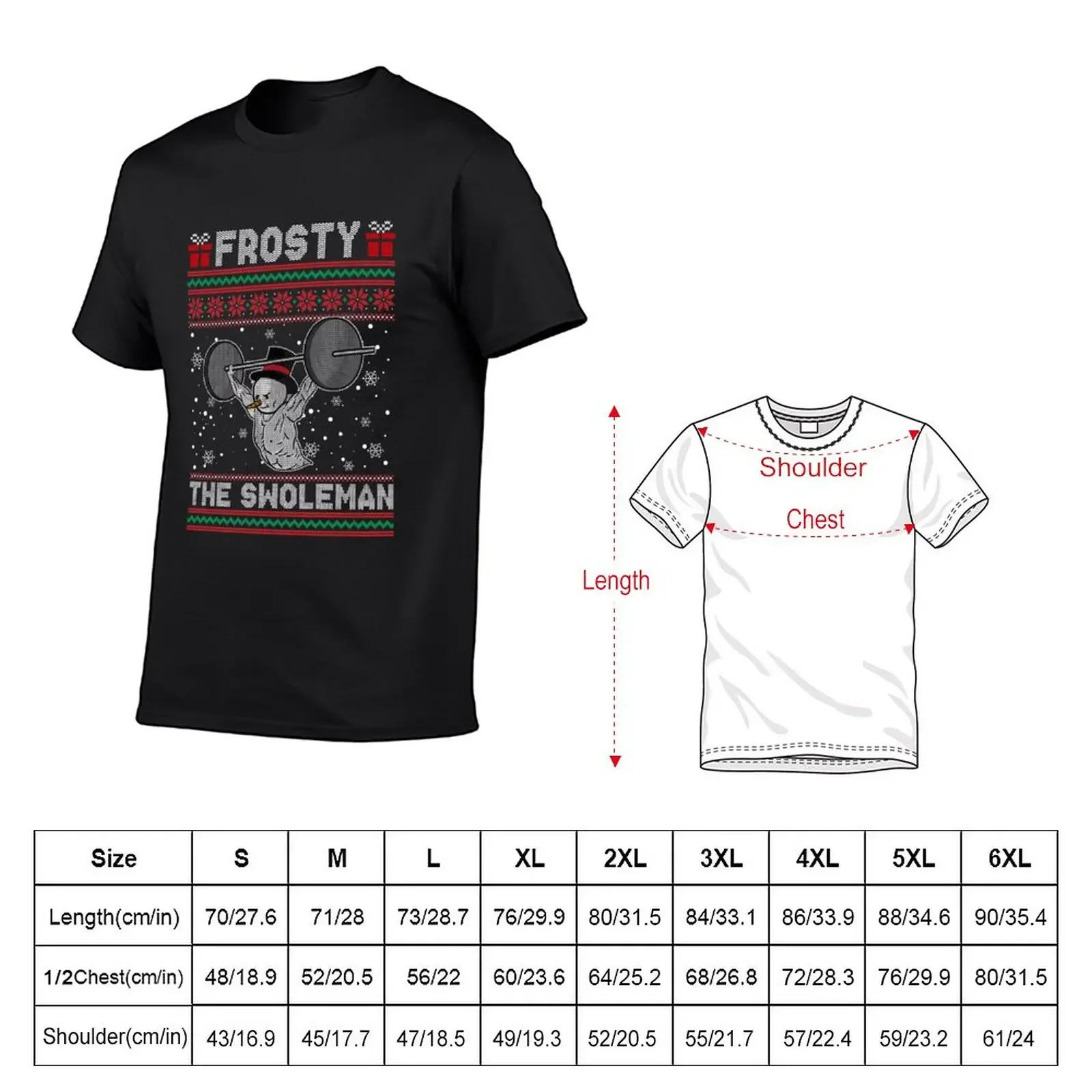 Frosty the Swoleman Ugly Christmas Sweater Funny Snowman T-Shirt Blouse summer clothes plain workout shirts for men