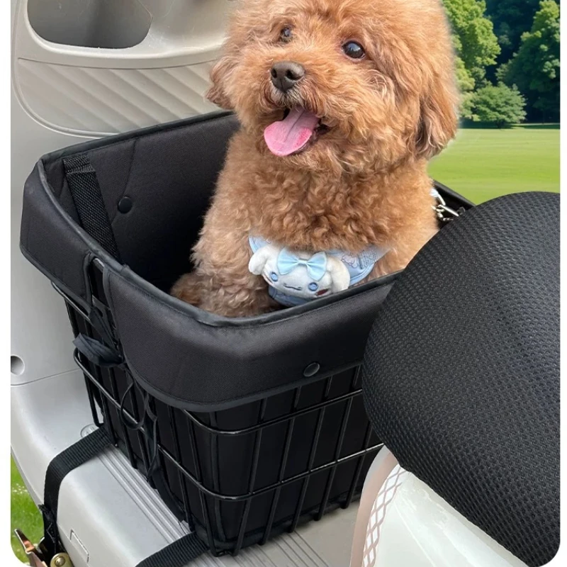 Motorcycle dog seat with cat pet car basket helmet storage box electric bike front foot storage box large capacity