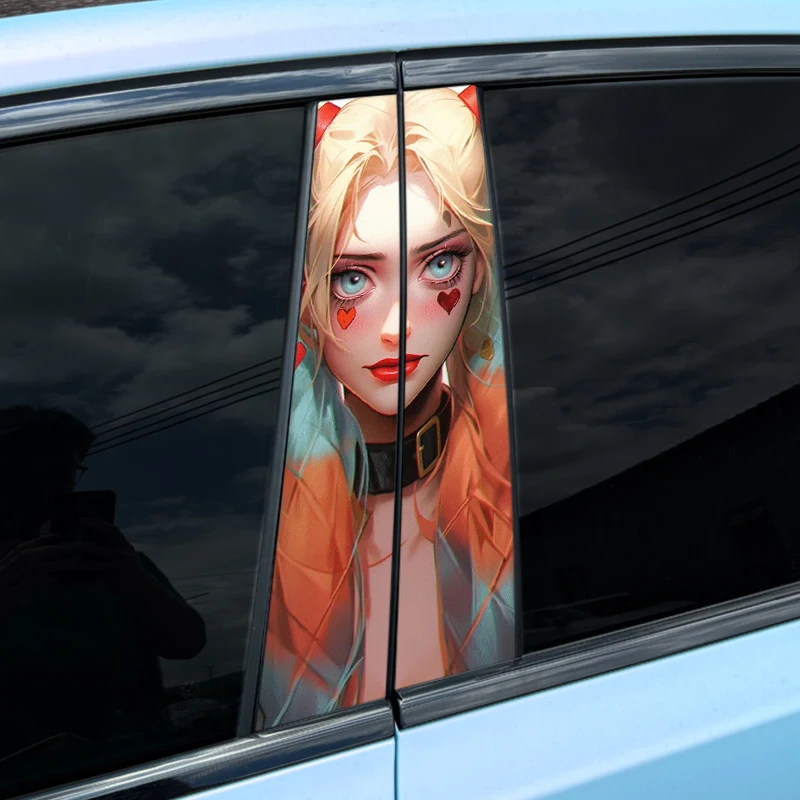1/2pcs Joker Lady Car Stickers Auto B Pillar Waterproof Decoration Cover Scratches DIY Car Doors Pillar Sunscreen Vinyl Decals view 5