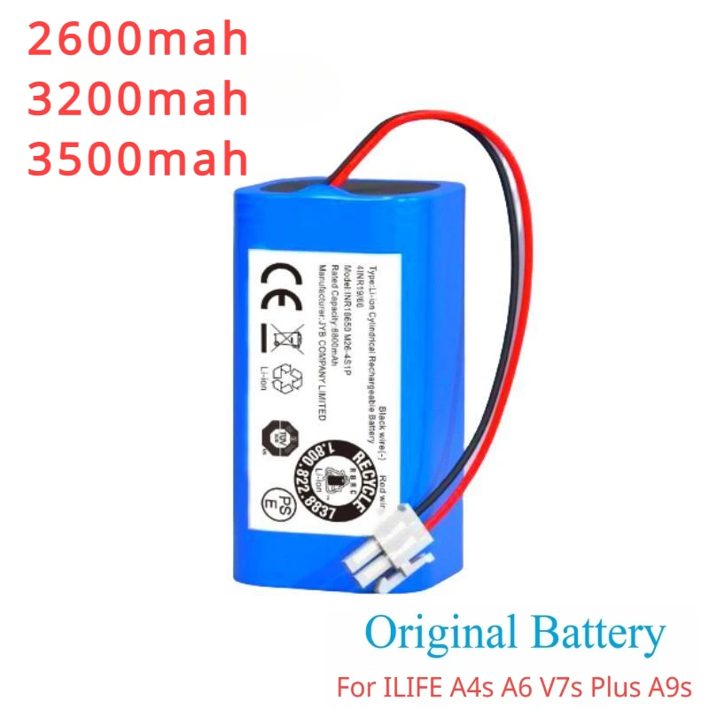 

14.4V 2600mah Rechargeable Lithium Battery For ILIFE A4s A6 V7s Plus A9s W400 Robot Vacuum Cleaner INR18650 M26-4S1P Batteries