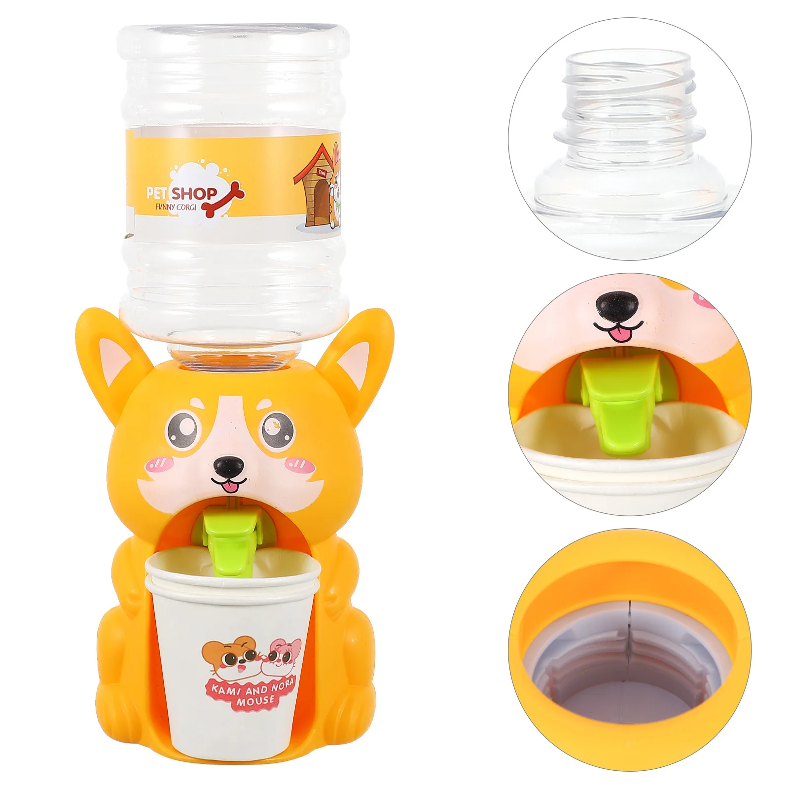 미니 코기 강아지 물 디스펜서 시뮬레이션 귀여운 디자인 간편 세척 분리형 어린이 놀이 선물 역할 놀이 어린이 물 분수