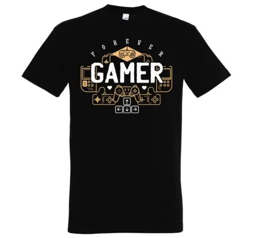 Herren T-Shirt Gamer Forever Logo Spruch Zocken Gaming Videospiele Spielkonsolen