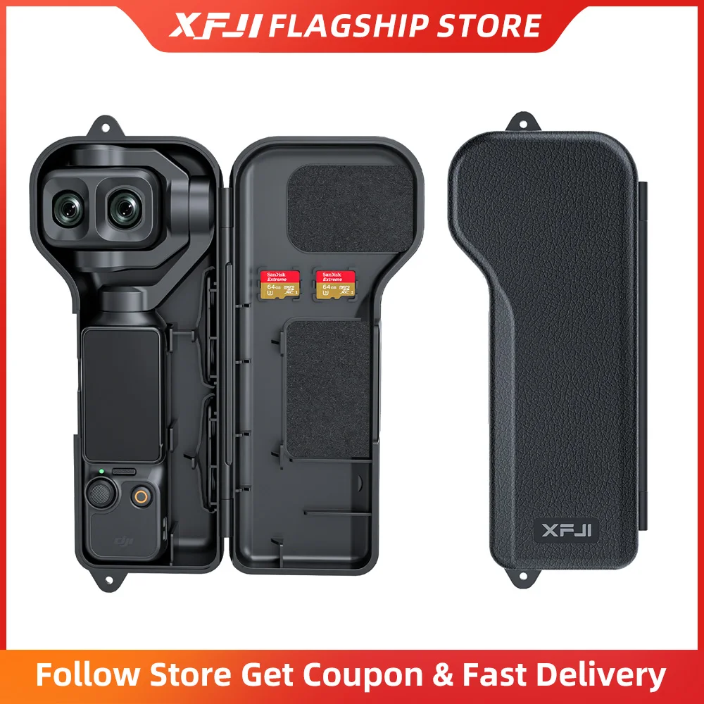 XFJI Hard Protective Case for DJI Osmo Pocket 4P Full Body Cover Camera Lens & Screen Protector Quick-Release Flip Design