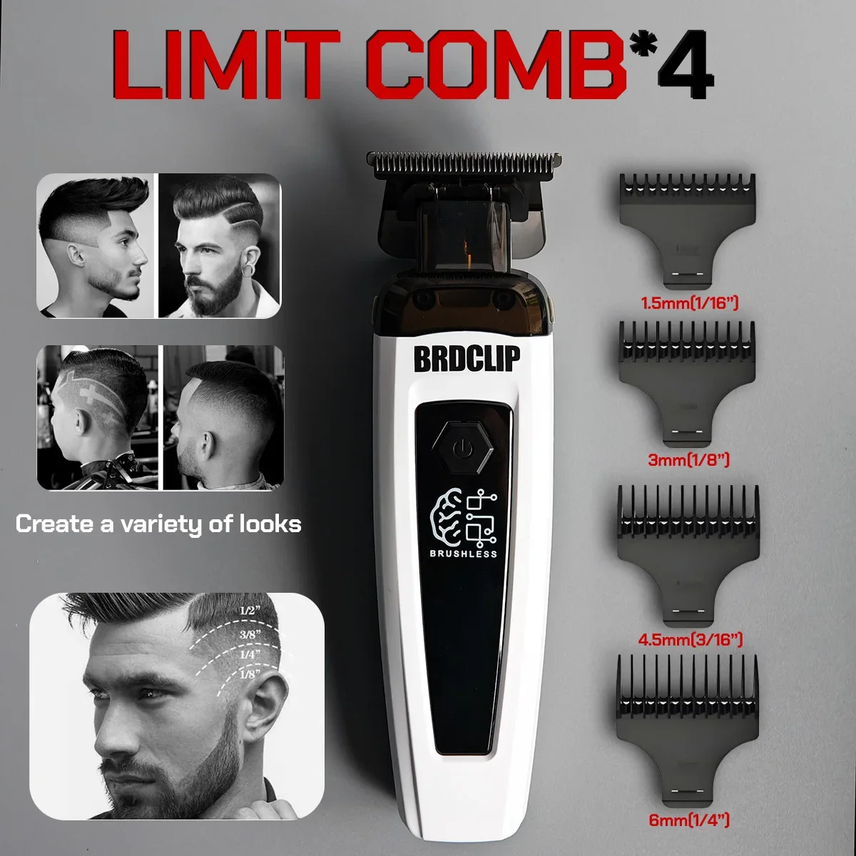 BRDCLIP MotFex-116 Professional Men's Hair Clipper Wireless Electric Engraving Hair Clipper 7500 RPM for Barbershop Use