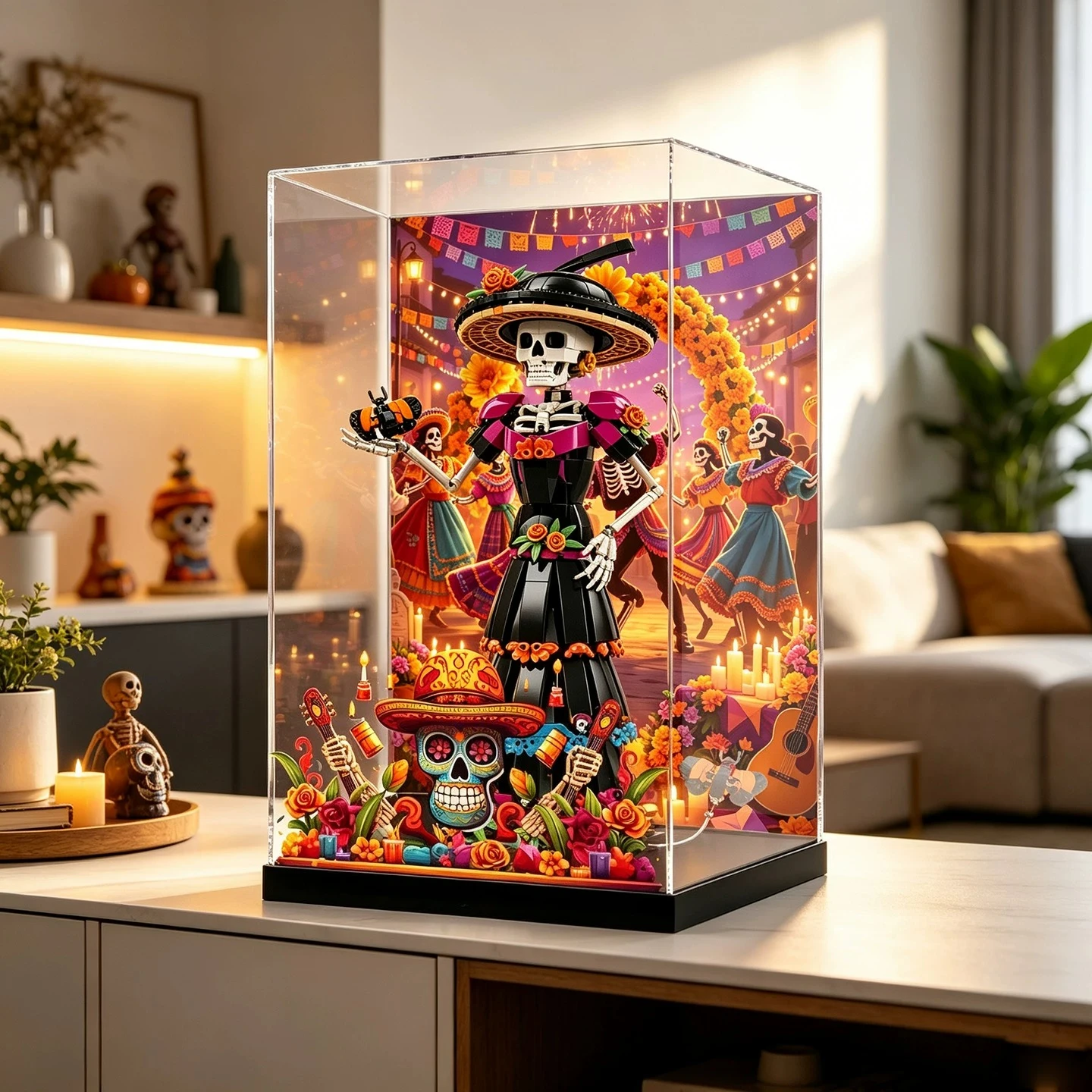 Acrylic Dustproof High-Clear Display Case for LEGO 21372 The Katrina Skeleton Figure Model
