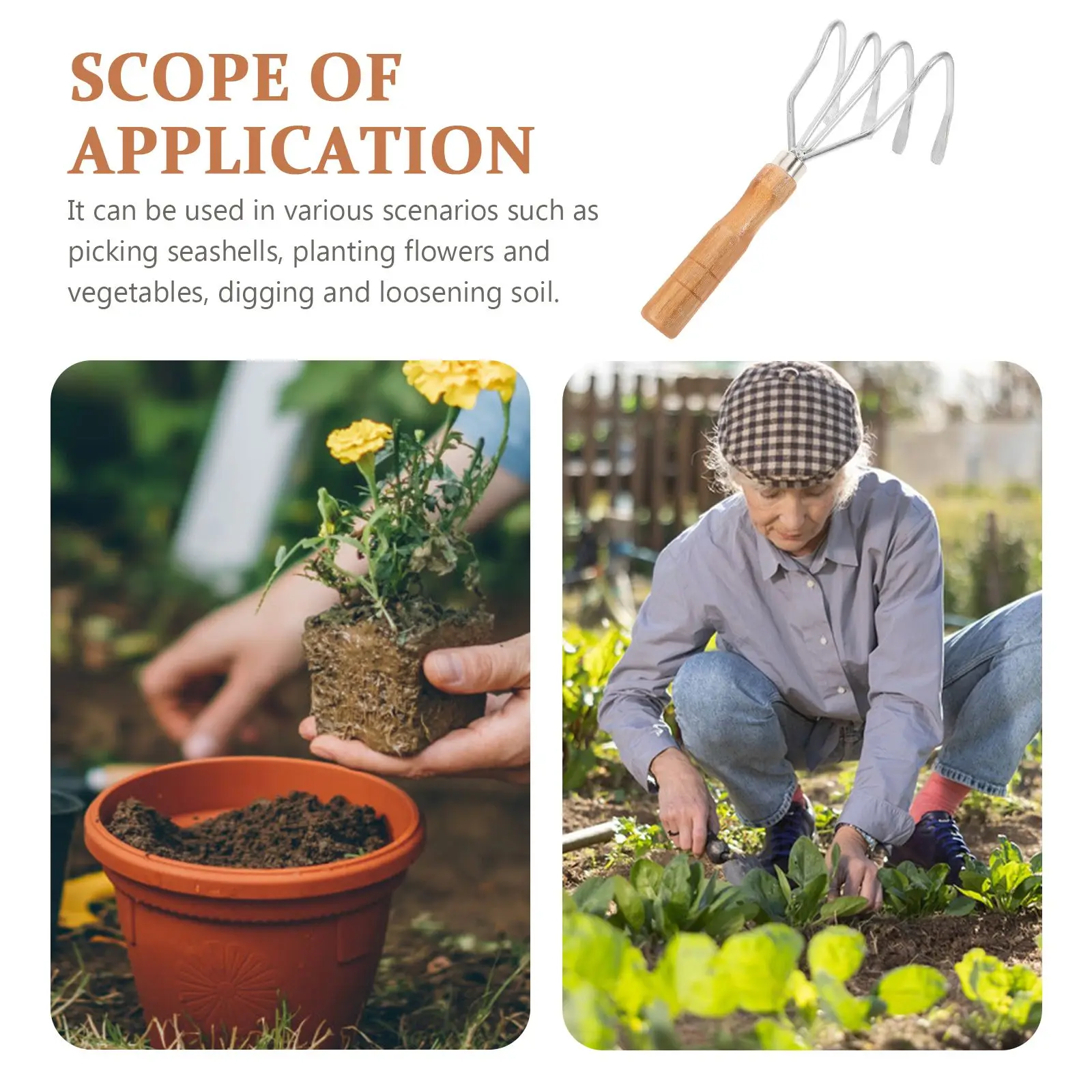 Garden Tool Clam Rake Hand Rake Shell Claw Beach Supplies Durable Handle Digging Seafood Oyster Shells Reliable Home