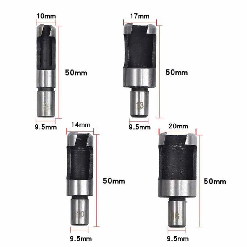1Set Wooden plug drill claw barrel type wooden plug bit combination tool hexagonal handle woodworking counterbore bit set