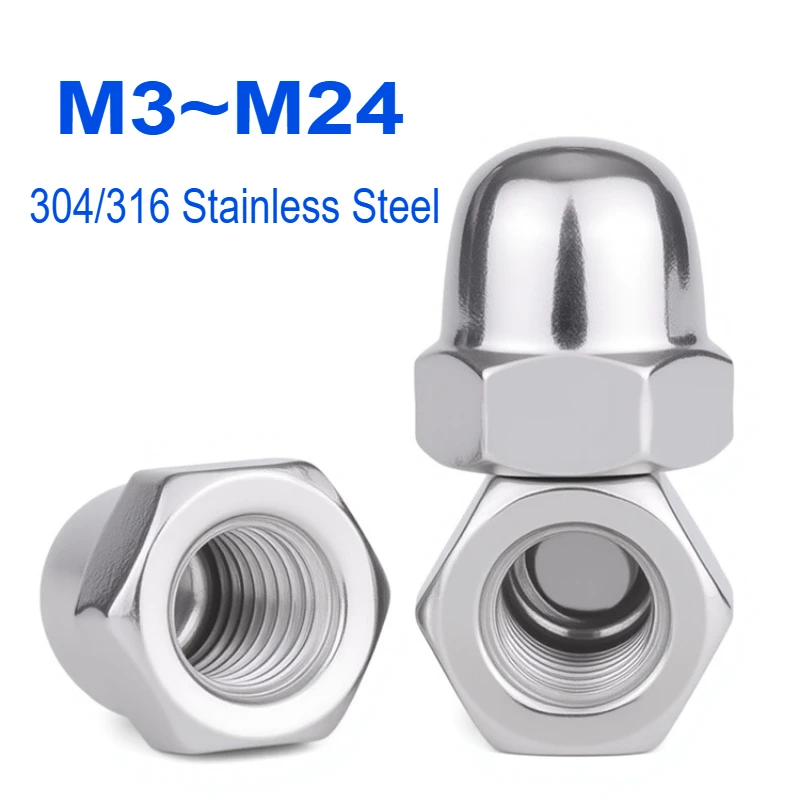 M3 M4 M5 M6 M8 M10 M12 M14 M16 M18 M20 M22 M24 304/316 Stainless Steel Hex Hexagon Dome Cap Nuts Decorative Acorn Nut Blind Nuts