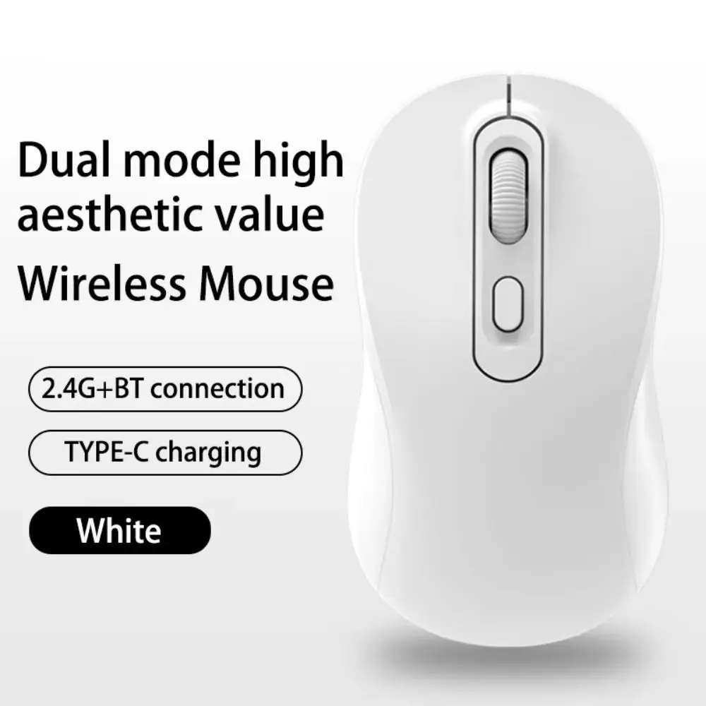 2.4Ghz+BT5.2 Macaron Wireless Mouse Type-C Rechargeable Ergonomics Wireless Mouse Convenient 1600DPI Morandi Wireless Mouse