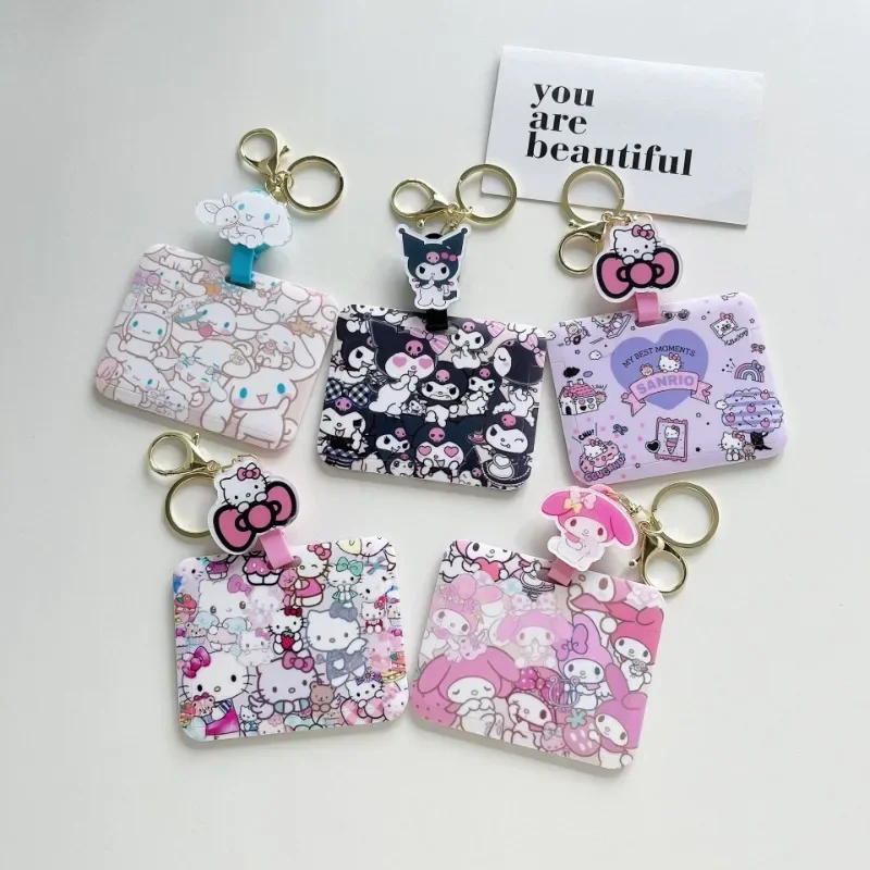 

Sanrio Card Holder Access Bus Meal Door Credit ID Badge Card Storage Photo Bag Keychain Credential Kid Cards Protective Cover