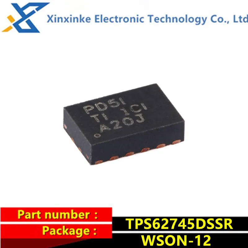 5PCS TPS62745DSSR PD5I WSON-12 Switching Voltage Regulators 3.3V-10V input, 300mA Ultra Low Iq step-down converter with VSEL