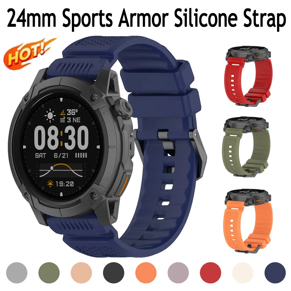 24mm Armor Silicone Strap for COROS APEX 4 46mm TicWatch Atlas Pro 5 Sports Wristband for COROS NOMAD Garmin Venu X1 Bracelet