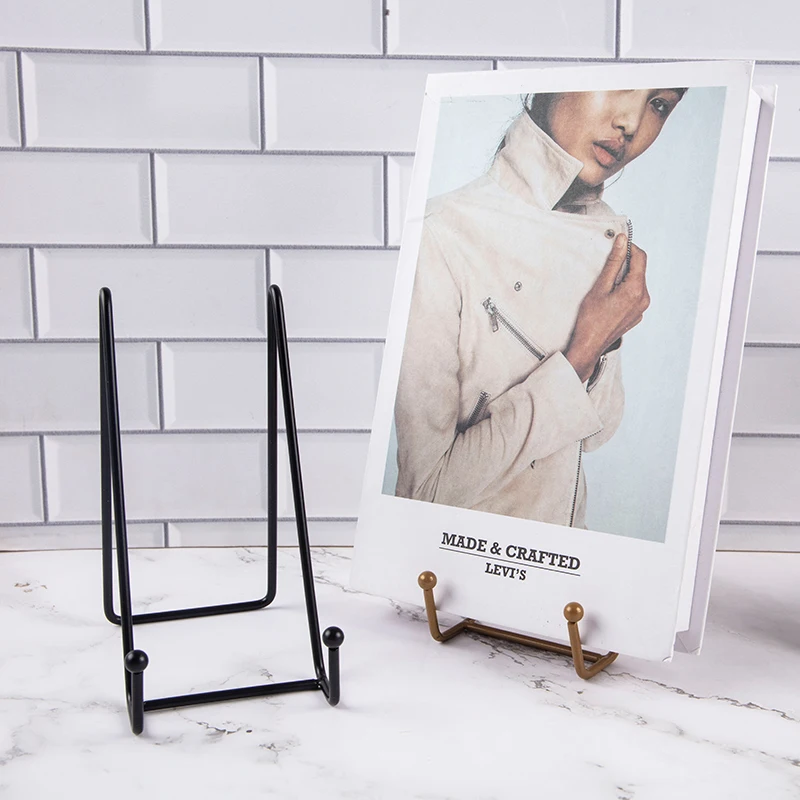 Iron Art Magazine Display Stand Dish Rack Picture Frame Photo Book Pedestal Holder Storage Ornaments Tabletop Art
