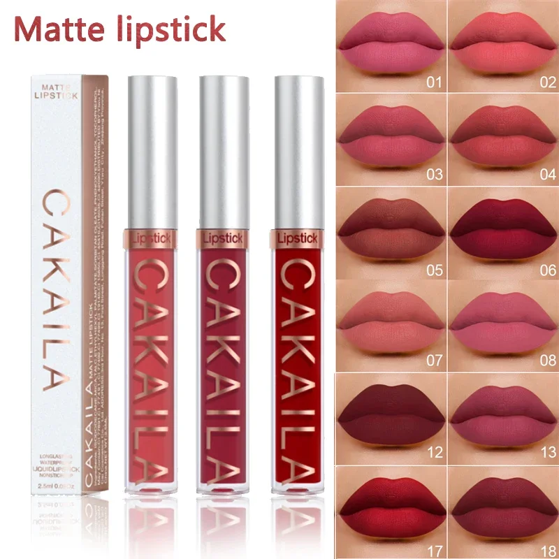 Brillo de labios mate de 18 colores, venta al por mayor, lápiz labial líquido barato, maquillaje de Color de labios, Batom de larga duración, brillo de labios desnudo rojo rosa Sexy a granel