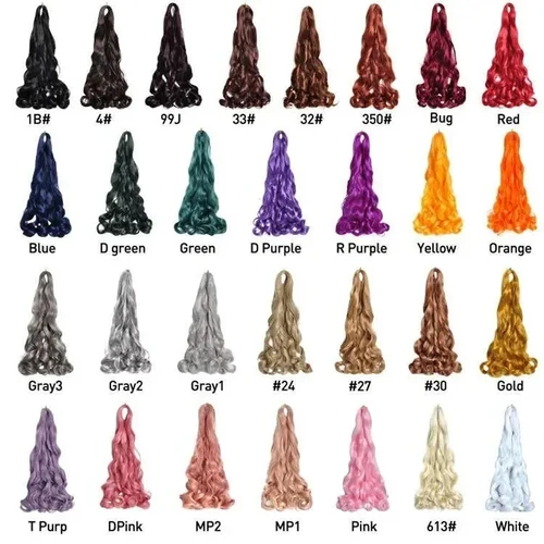 Imagen 2 del producto Cabello trenzado rizado francés, extensiones de cabello hinchables preestiradas moradas de 24 pulgadas, rizos en espiral ondulados sueltos sintéticos, trenzas de cabello