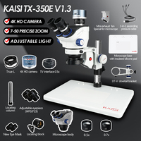 KAISI TX-350e V1.3 Trinocular Microscope Kit 4K 1080P HDMI USB Video Camera 3.5X-90X Continuous Zoom Stereo Microscope 0.5 CTV