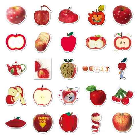 50 पीस मज़ेदार एप्पल कार्टून प्यारा वाटरप्रूफ स्टिकर स्केटबोर्डिंग रेट्रो होम डीकल स्टिकर 8 best sales एप्पल लोगो स्टिकर - №3