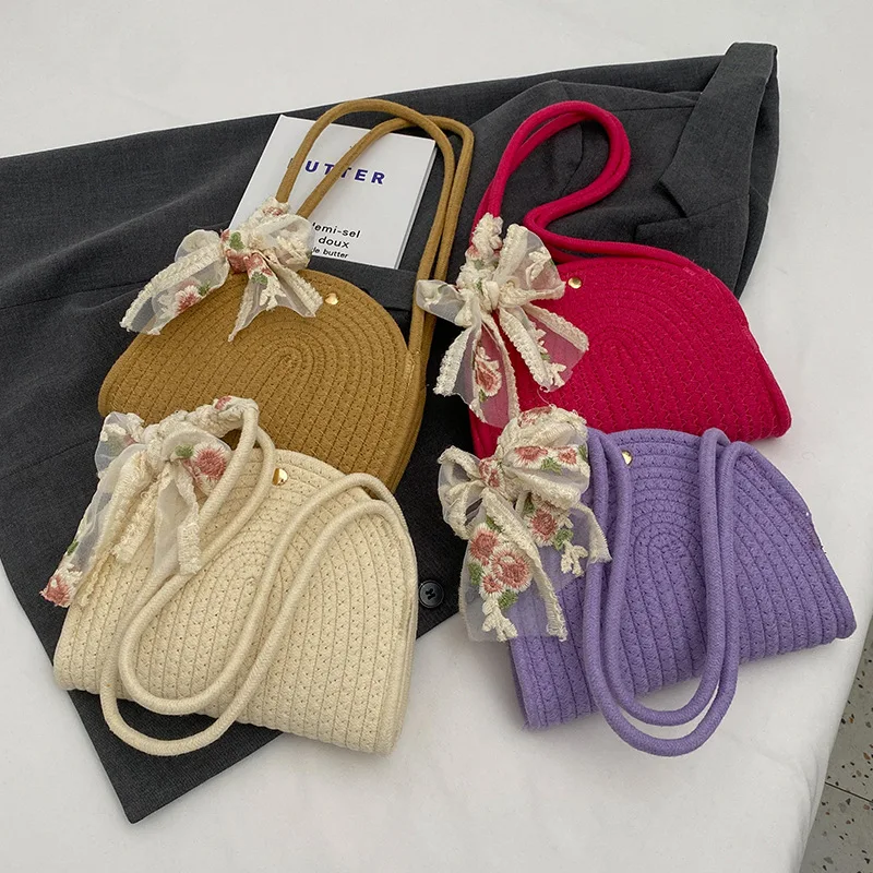 

French Pastoral Style Weave Handbag Exclusive Design Aesthetic Bohemian Colorful Delicate Vintage-inspired For Daily Commute