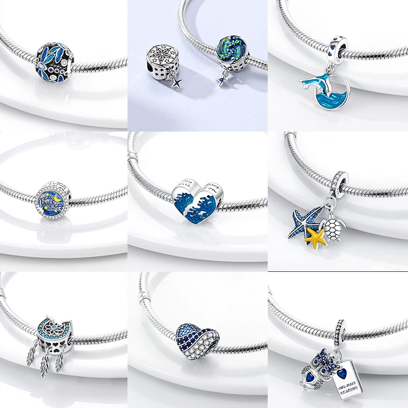 Blaue Serie 2026 Heiße 925 Sterling Silber Charms Flugzeug Traumfänger Teufelsaugen Passend für Armband DIY Schmuck Original Damen Geschenke – Detail 22