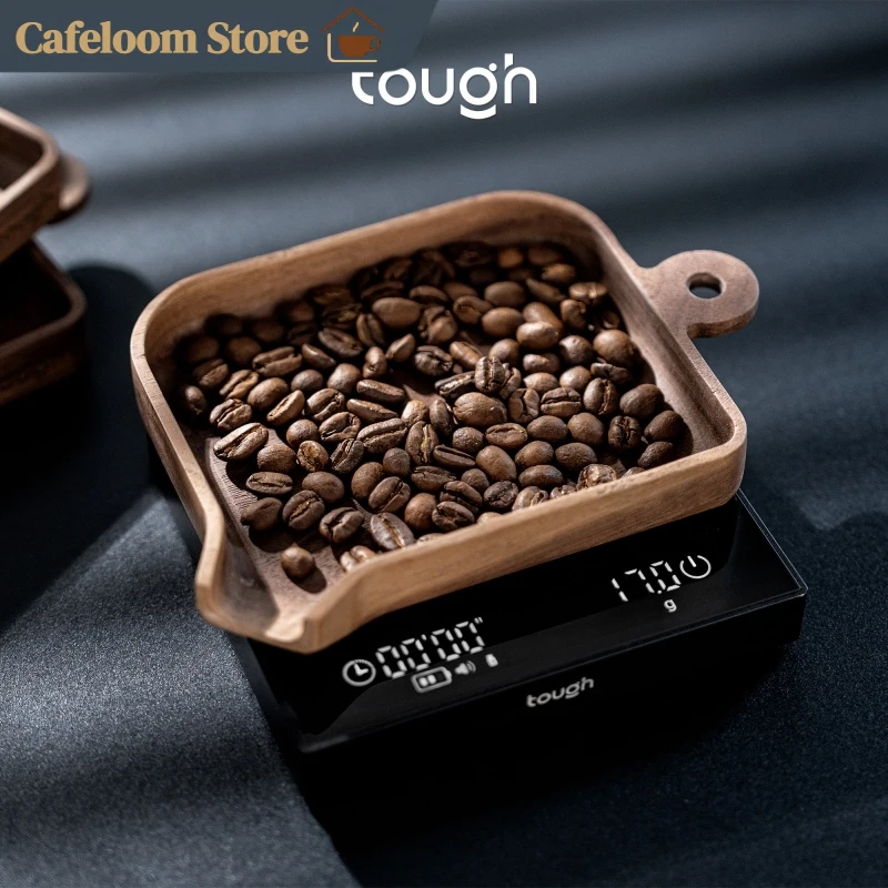 Tough Walnut Wood Coffee Bean Tray Solid Wood Weighing Dish Coffee Bean Sorting Plate Fit Pour Over Espresso Brewing
