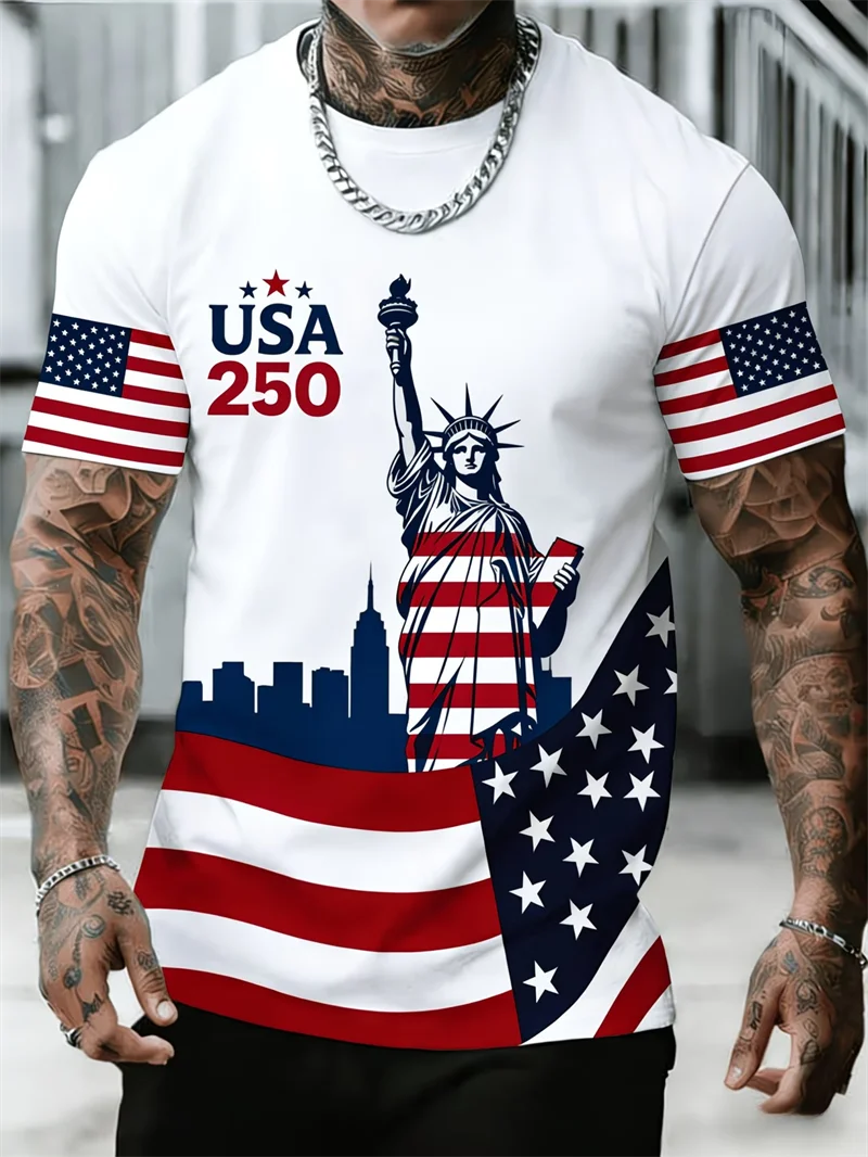 Custom USA Patriotic Inspired T-shirt Men Women God Bless The USA American Flag Print 4th Of July Streetwear Men Clothing view 3