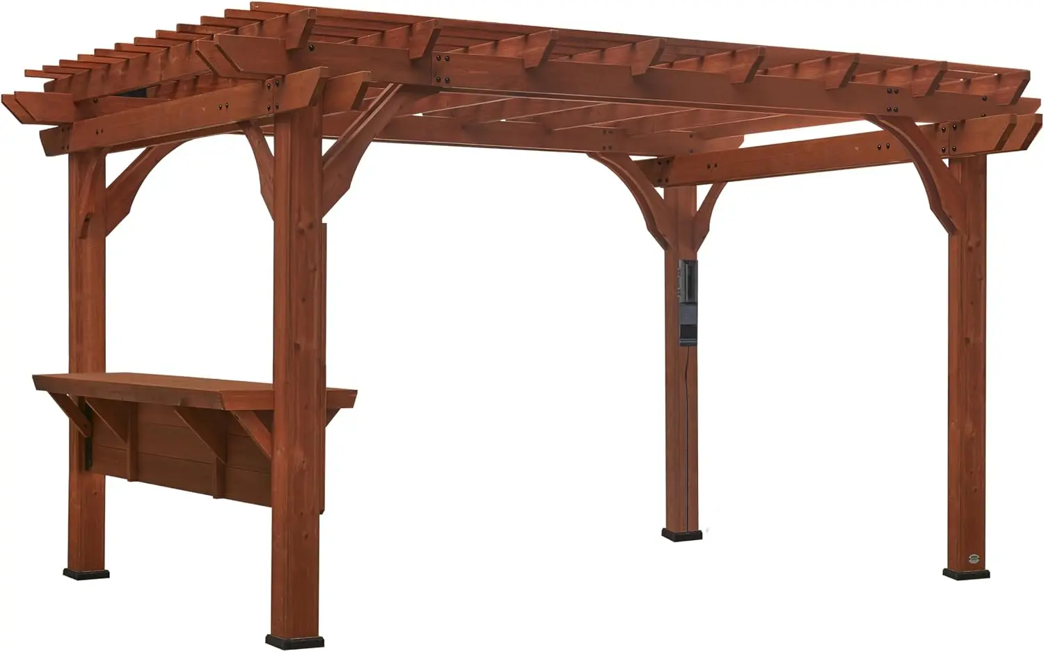 Ashland 14' x 10' Cedar Wood Pergola Kit with Trellis Roof, Built-In Bar Top, All-Season Durability, High-Wind Rating, PowerPort