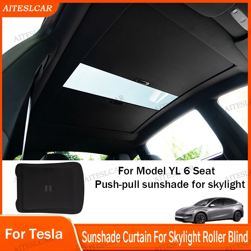 New Retratable Sunshade For Tesla ModelYL Launch 2026 Roof Shade Scroll Original Sun Visor ModelYL Pleated Sunscreen Car Curtain