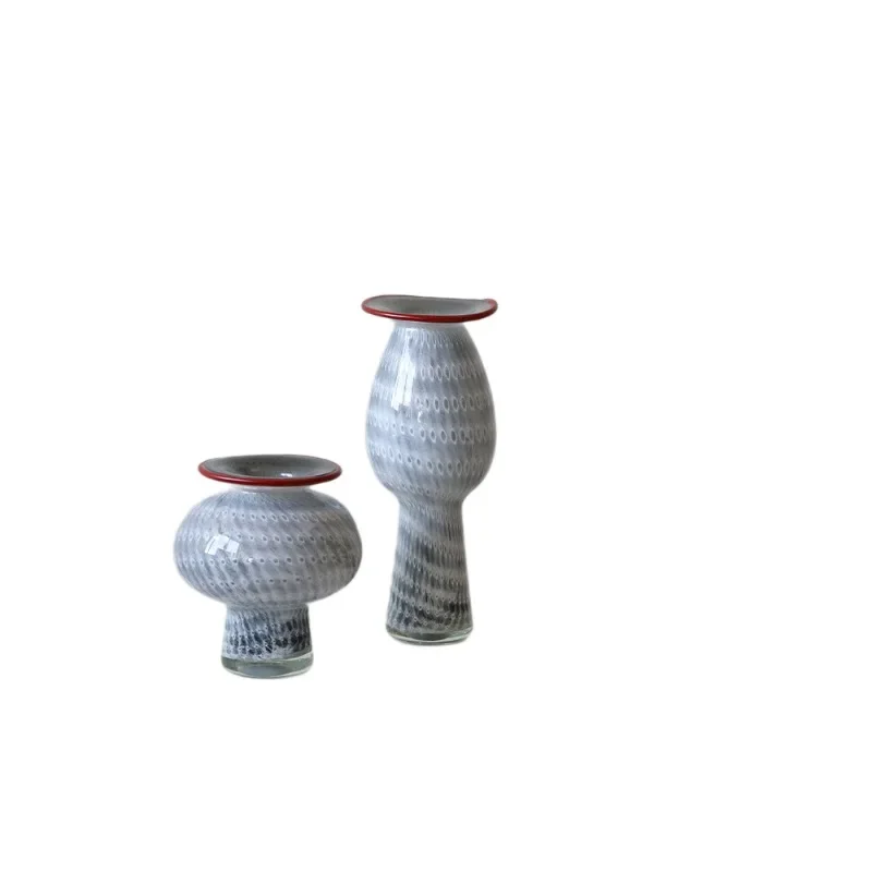 Home creative gray torch vase glass living room decoration high sense niche home entrance ornament