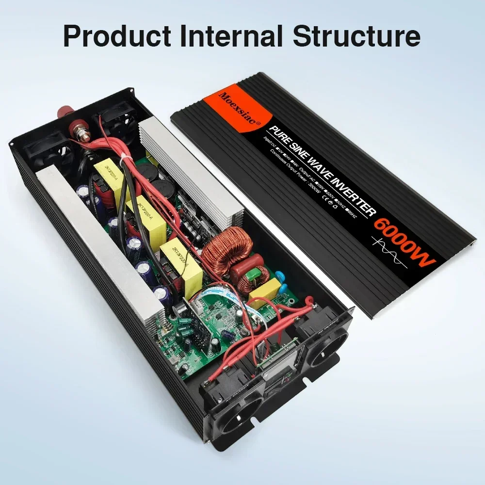 Imagem -04 - Moexsiac-inversores de Onda Senoidal Pura Inversor de Carro Duplo eu dc 12v 24v 48v a 220v ac 4000w 5000w 6000w Conversores de Tensão