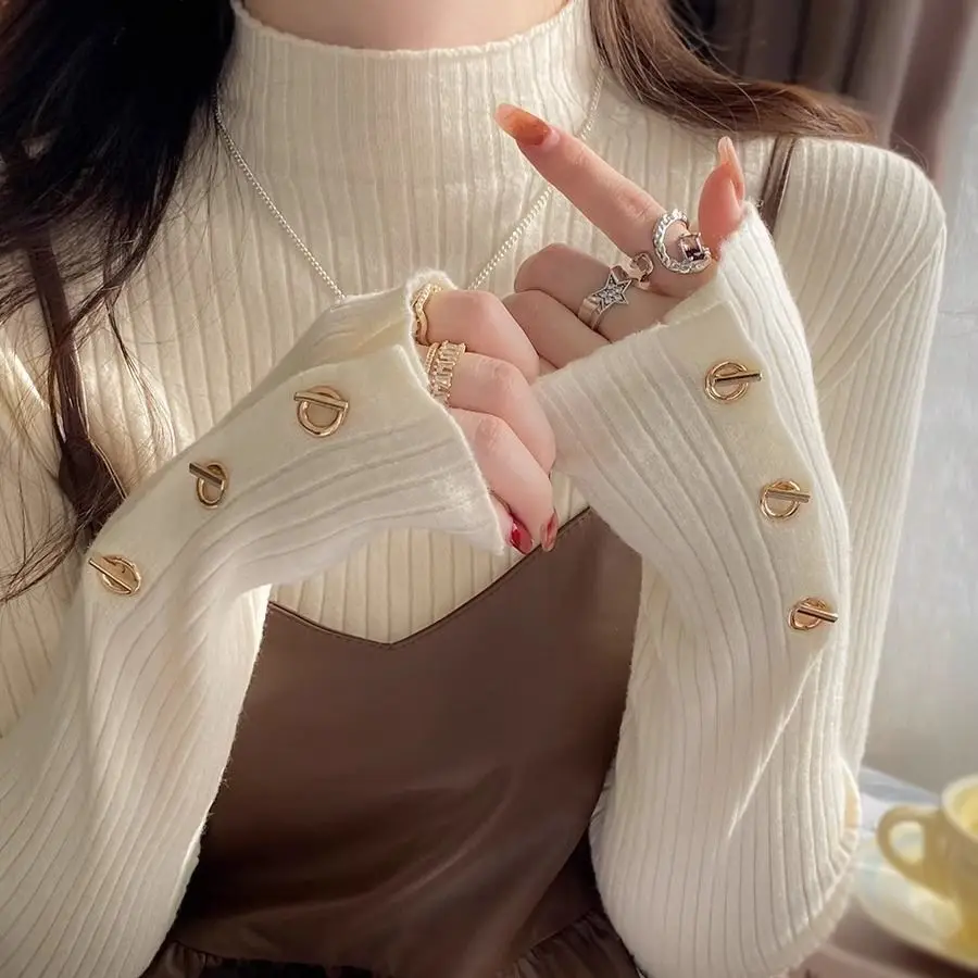 البلوزات لاعبا المرأة المرأة طويلة الأكمام أعلى الصوف الخالص المتضخم طاقم الرقبة كلية الحرم الجامعي خمر مستوحاة نمط البلوز #2