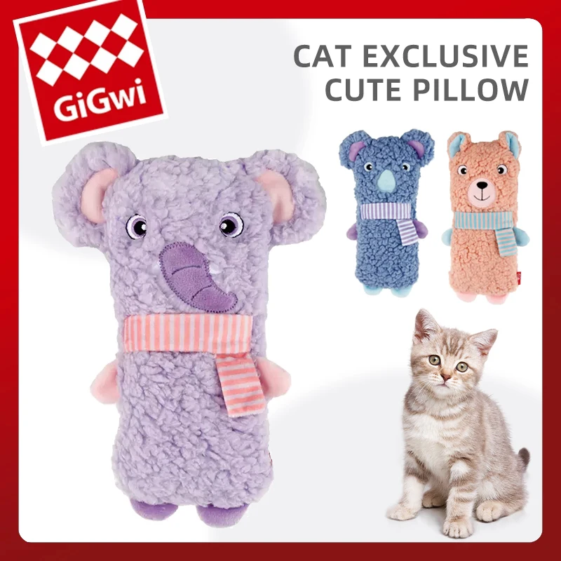 

GiGwi Cat Toy Bite Resistance Pillow Pet Toys Molar Tooth Catnip Toys Sounds Bolster Cat Teaser Stick Pet Products For Cat