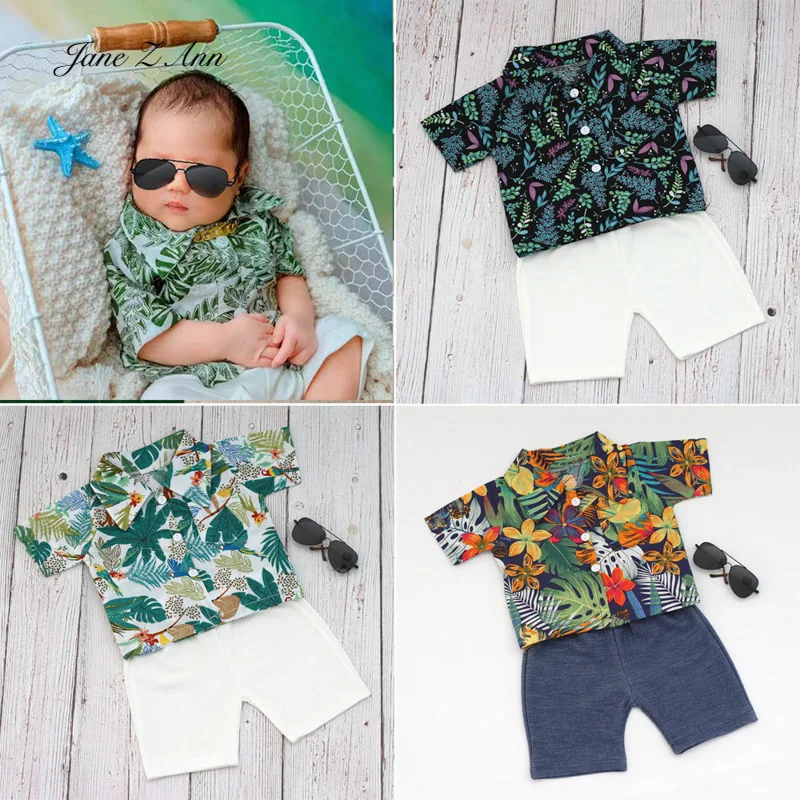 New Children Photography Clothing Newborn beach holiday vacation party style Photo outfits  Baby Shirt+Shorts Set