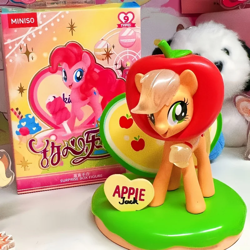 

MINISO Little Pony Sweetheart Paradise Series Blind Box Toys Pink Pie Rarity Apple Jake Fluttershy Model surprised Gift