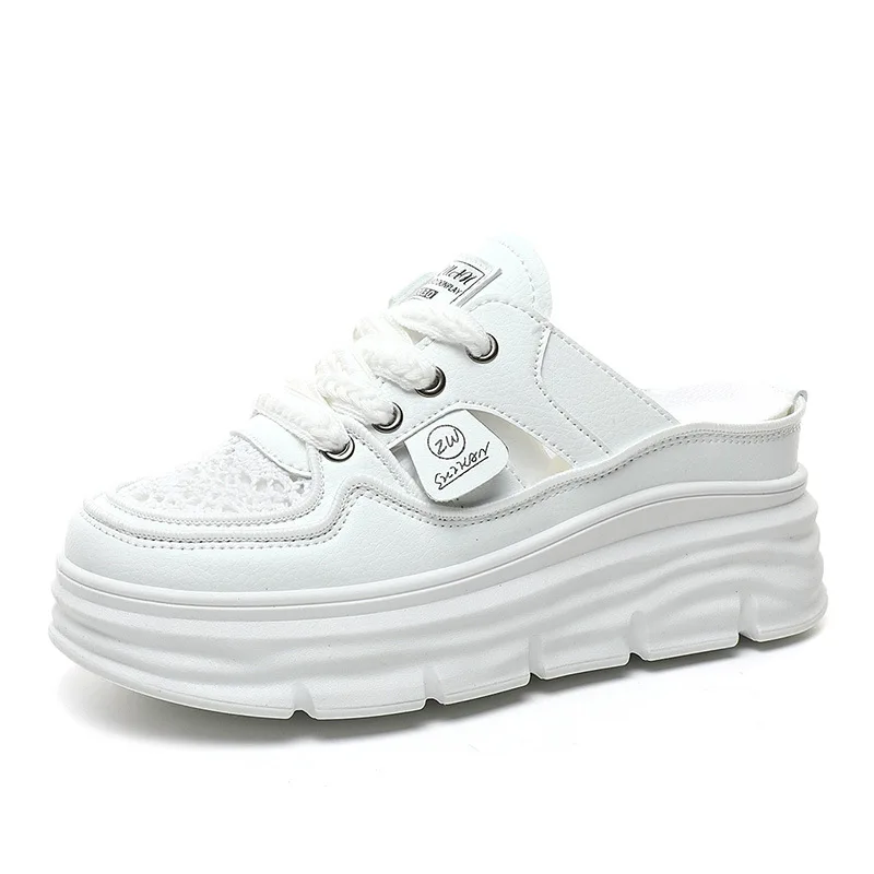 

2026 New Women's Fashion Slippers Summer Breathable Platform Sandals High Quality All-match Increase Casual Half Slippers Mujer