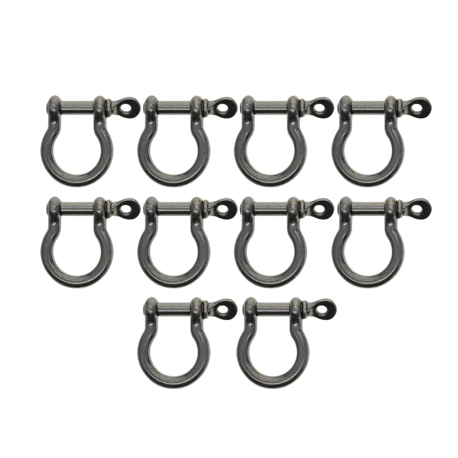 Boucles en fer à cheval en métal, chaîne de clé, cerceau en métal, anneaux en D de verrouillage, manille d'arc pour sacs à dos, sangles de sac à main, PmotCraft, 10 pièces