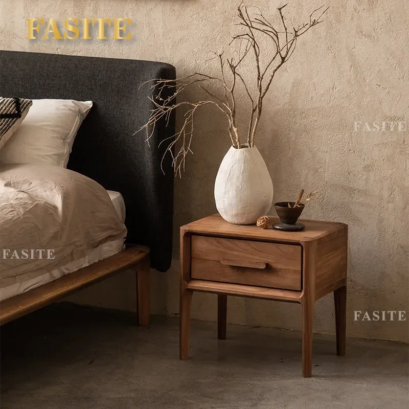 For Imported Teak Furniture Pure Solid Wood Bedside Table Household Master Bedroom Antique Exquisite Small Nightstand