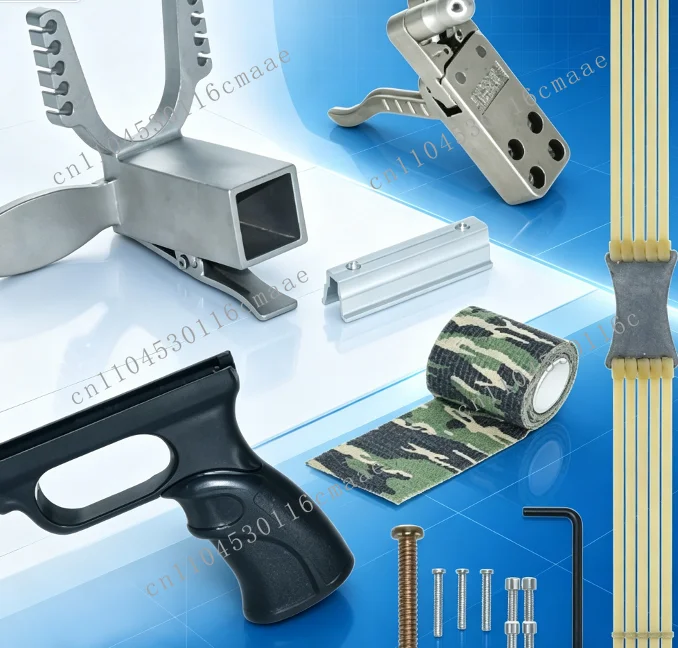 Complete Handcraft Slingshot DIY Parts Package, 25x25mm Sliding Module, Stainless Steel Trigger Stretchy Rubber Band Accessories