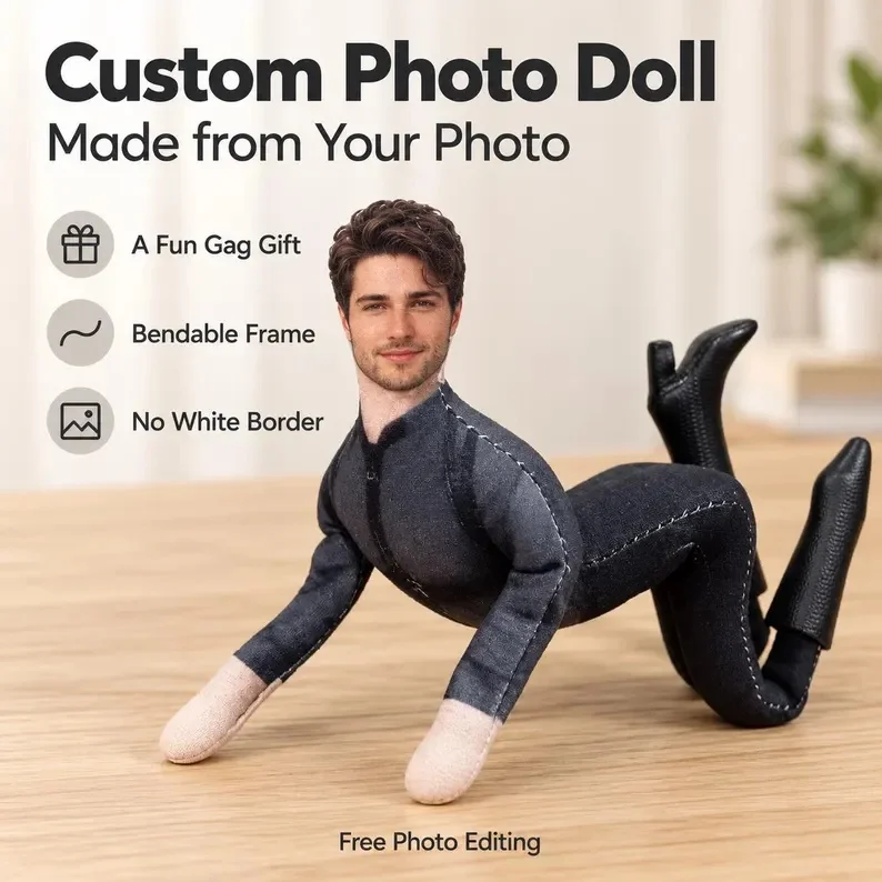 Custom Bendable Plush pillows, Personalized Photo Stuffed home decoration, Posable Keepsake Birthday Anniversary