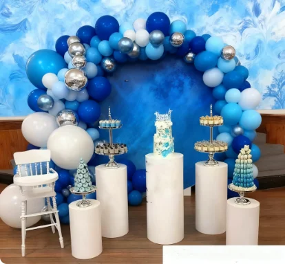 

5pcs/set)Baby Pink and Blue Round Walkway Flower Stand round Plinths backdrop arch frame for Baby Shower Rentals
