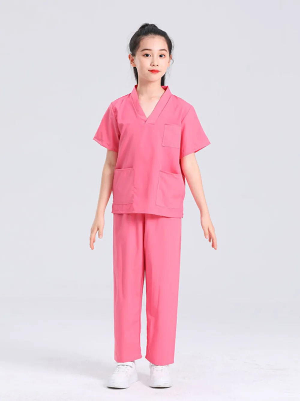 Ragazzi Ragazze Divertenti Abiti da festa di Halloween Bambino Dottore Infermiera Costume con scollo a V Top Pantaloni Accessori Abito Uniforme chirurgica medica