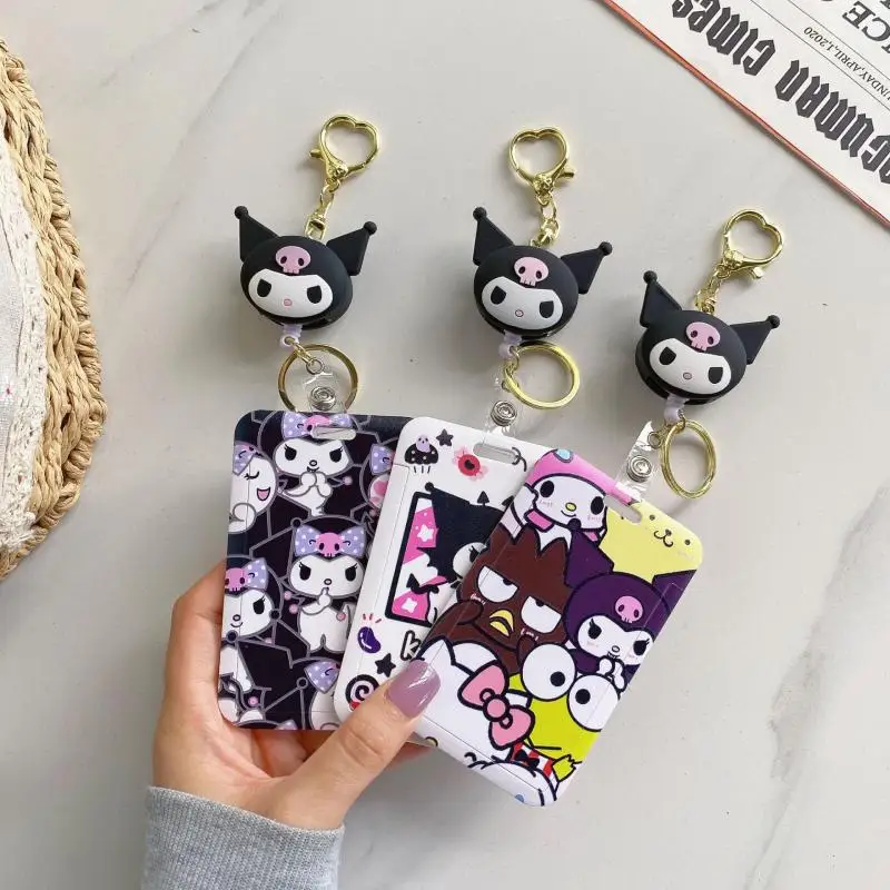 Sanrio Kuromi Photocard Holder Idol Photo Holder Student Creative Slide Bus Id Card Protective Sleeve Retractable Gift For Girls