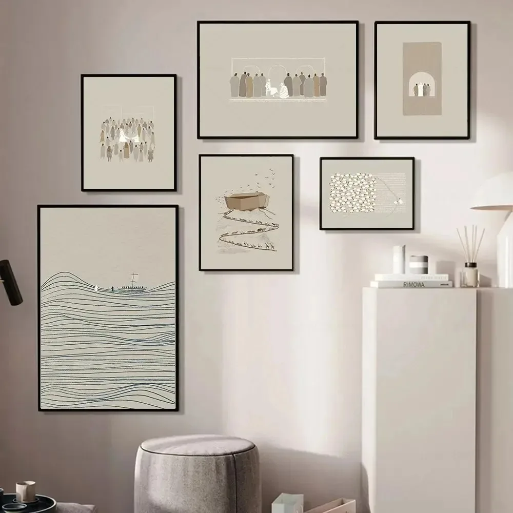 يسوع غسل القدمين المشي على قماش الماء طباعة آية الكتاب المقدس الحديثة المسيحية الجدار ملصق فني اللوحة صورة ديكور غرفة المعيشة