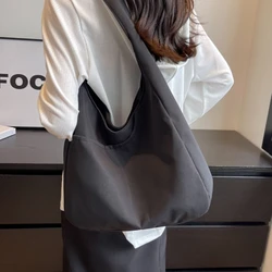 Fashion Women All-match Hobo Shoulder Bag Simple Solid Color Large Capacity Underarm Bag Female Daily Casual Shopping Handbag