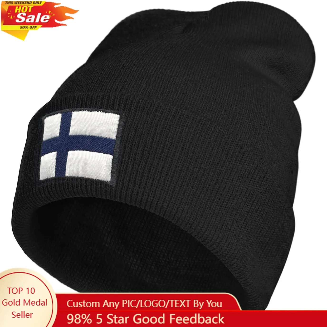 

Finland Flag Finnish Beanie Hat for Men Women Winter Warm Beanie Hats Stretch Skull Knit Hat Cap Black