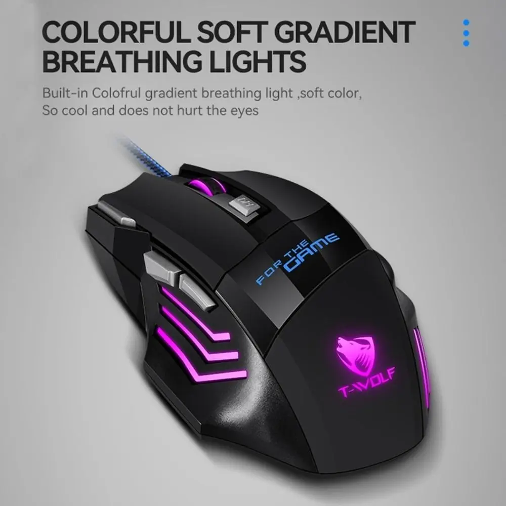 Computer Mice RGB Light Wired Mouse Colorful Illuminated Esports Wired Mouse Cool Ergonomics RGB USB Wired Mouse Office Home