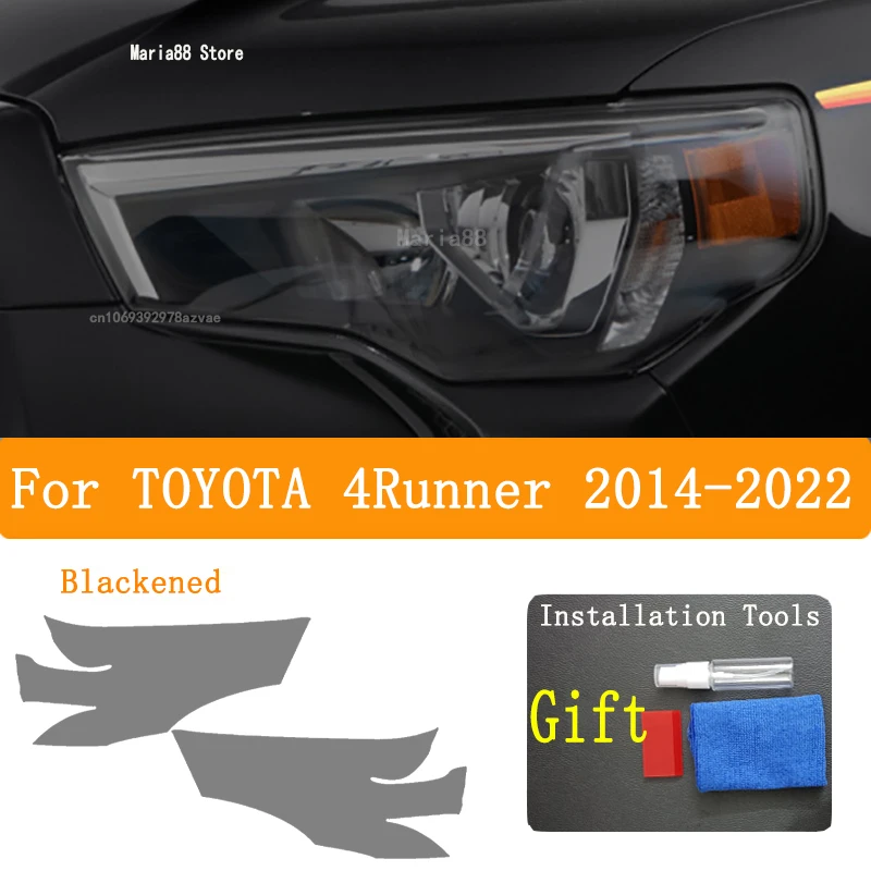 For TOYOTA 4 Runner 2014-2022  Accessories Car Headlight Protective Film Headlamp Transparent Black TPU Sticker