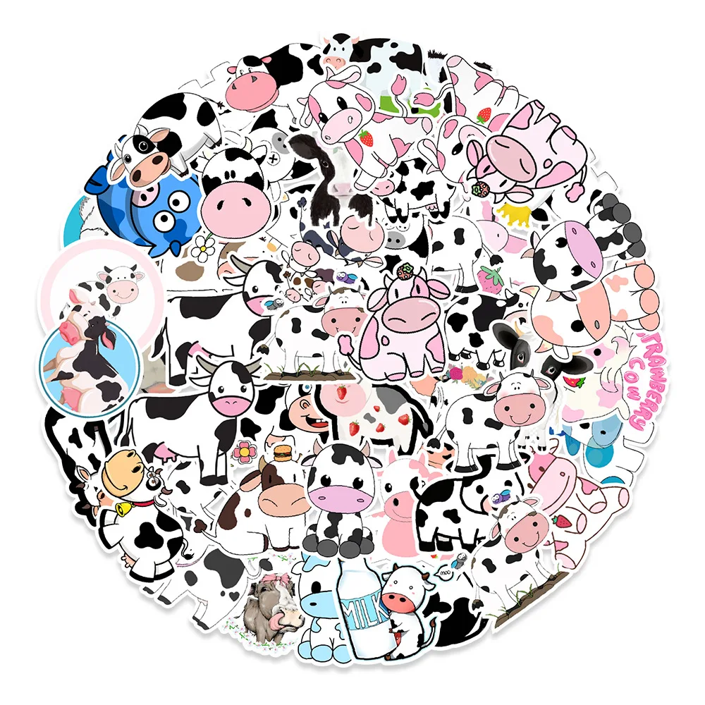 10/30/50PCS Cartoon Cute Cow Personality Creative Sticker Water Cup Refrigerator Computer Suitcase Notebook Waterproof Wholesale