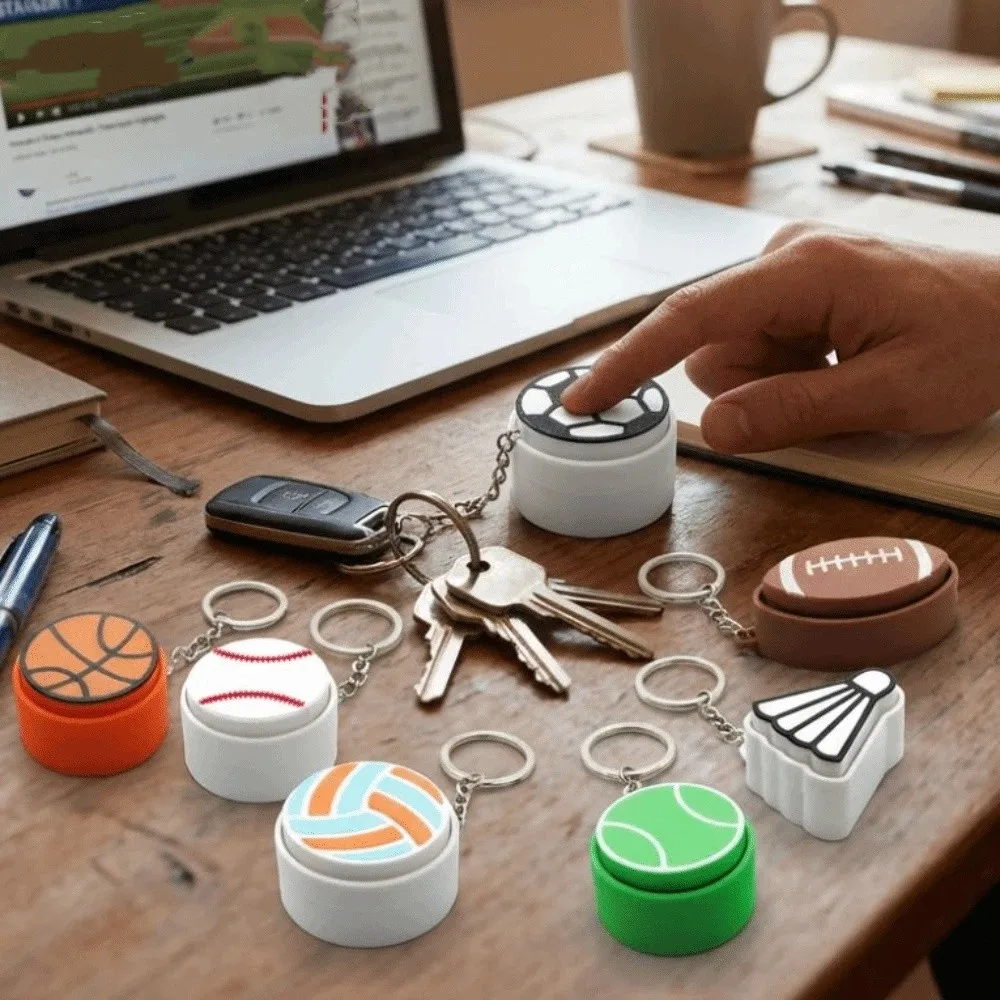 3D Printed Sports Balls Clicker Key Chain Cartoon Sport Theme Button Balls Key Chain Basketball Baseball Football Tennis