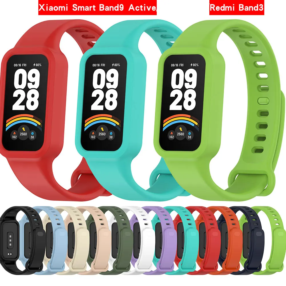 Correa de silicona para reloj Xiaomi band 9 Active, pulsera deportiva de repuesto Original para Redmi band 3, accesorios