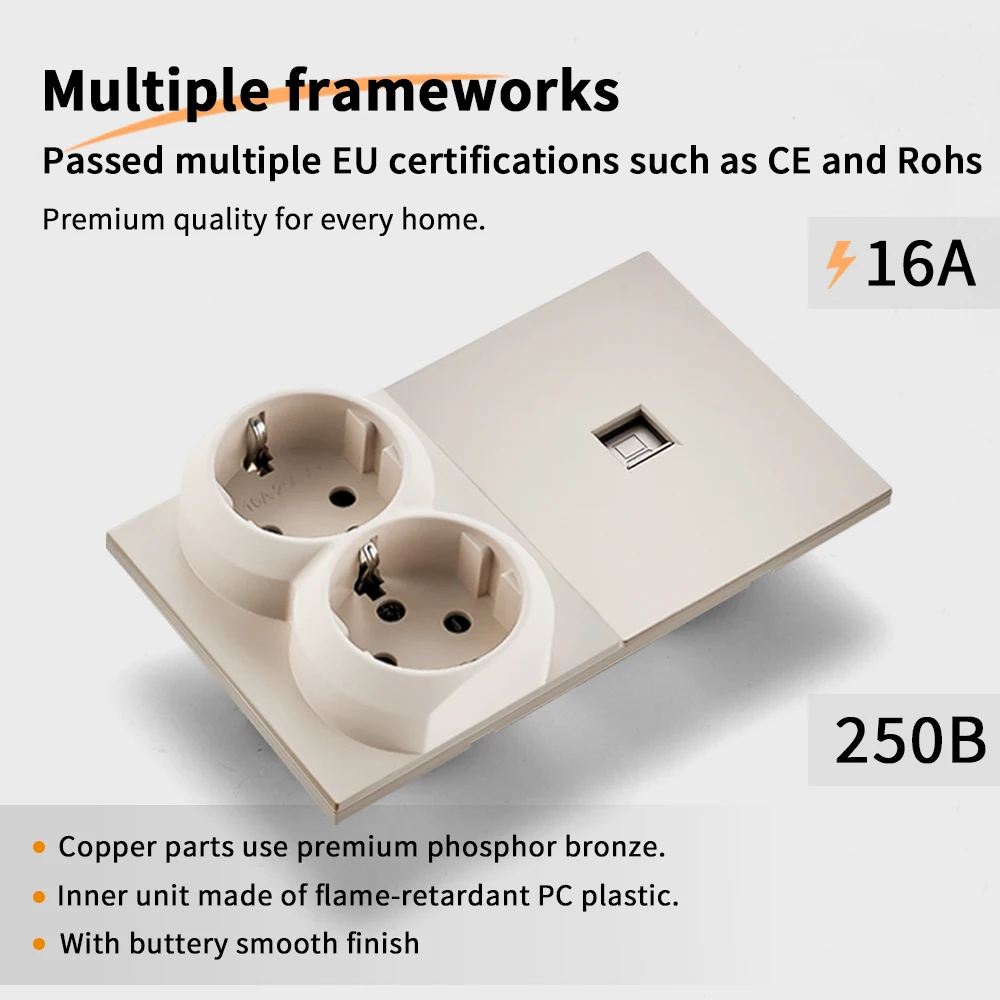 Skin Sensation 1 Socket Computer Skin Feel Paint Embedded Integrated Panel Power Sockets DIY Combination Embedded Paint Panel